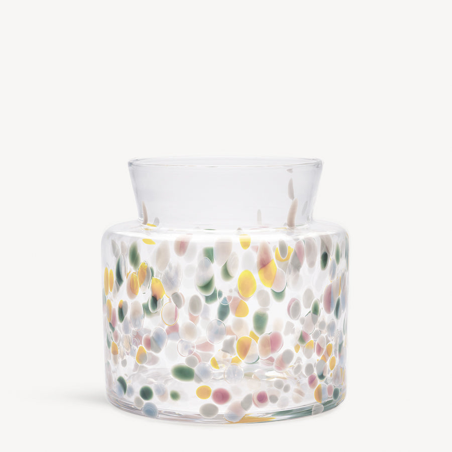 Kosta Boda Meadow Vase Spring Pink Yellow Crystal Glass Decor Wide