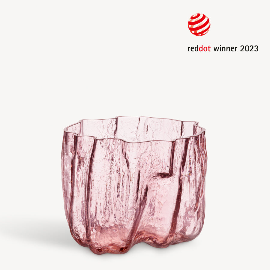 Crackle Vase Pink Low