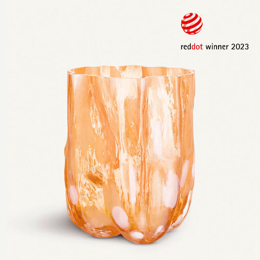 Crackle Vase Tall Amber/Flamingo