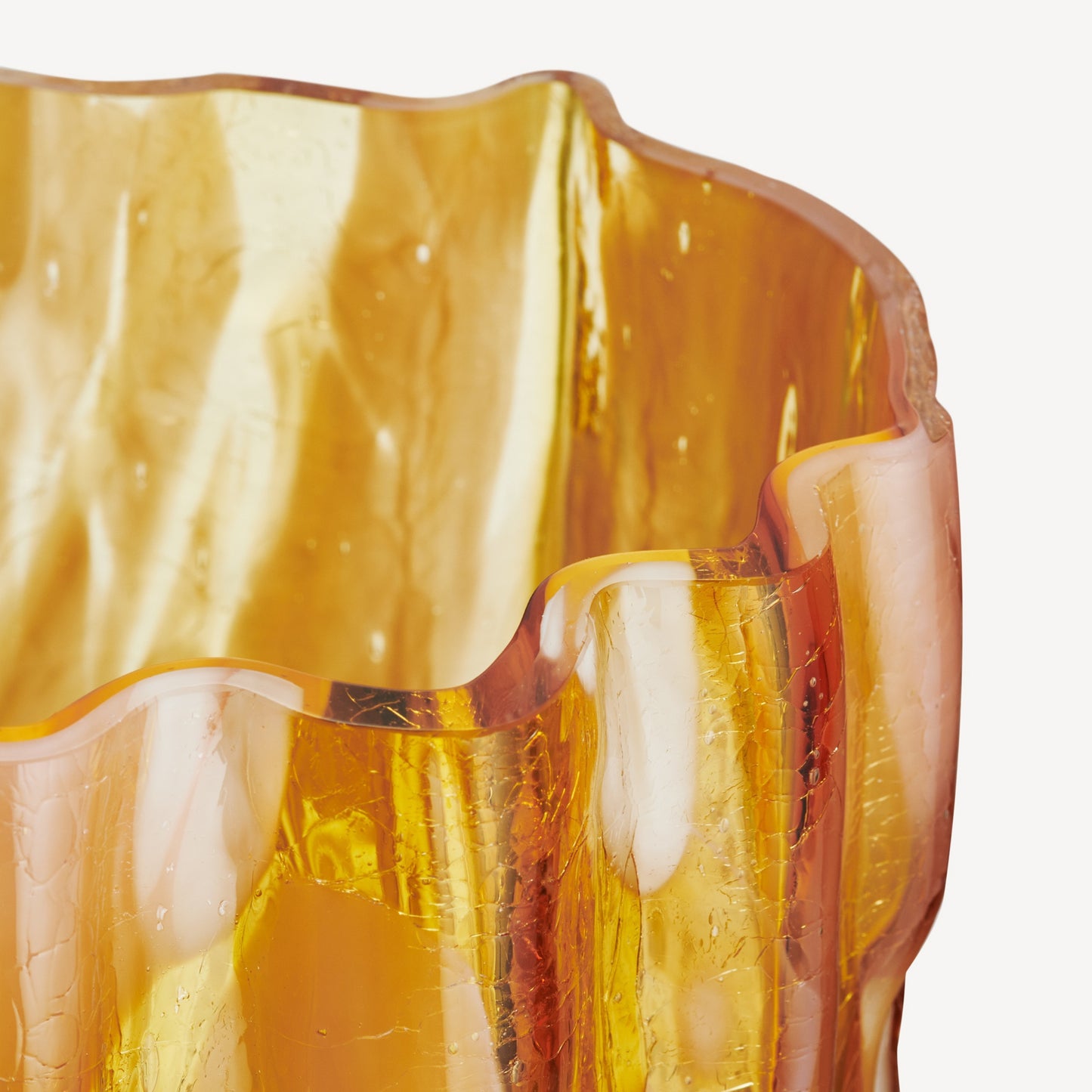 Crackle Vase Tall Amber/Flamingo