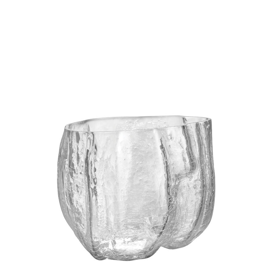 Crackle Clear Vase Low