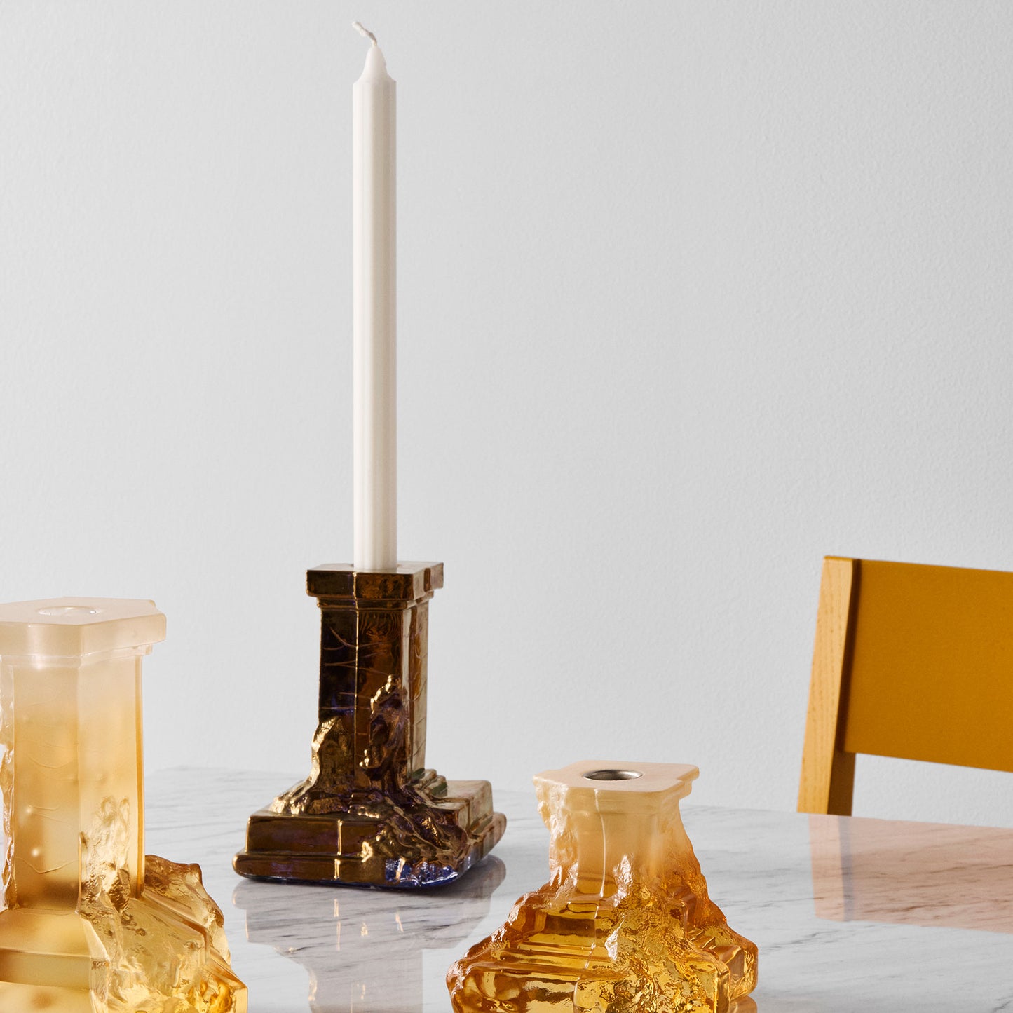 Rocky Baroque Candlestick Glossy Glaze Medium