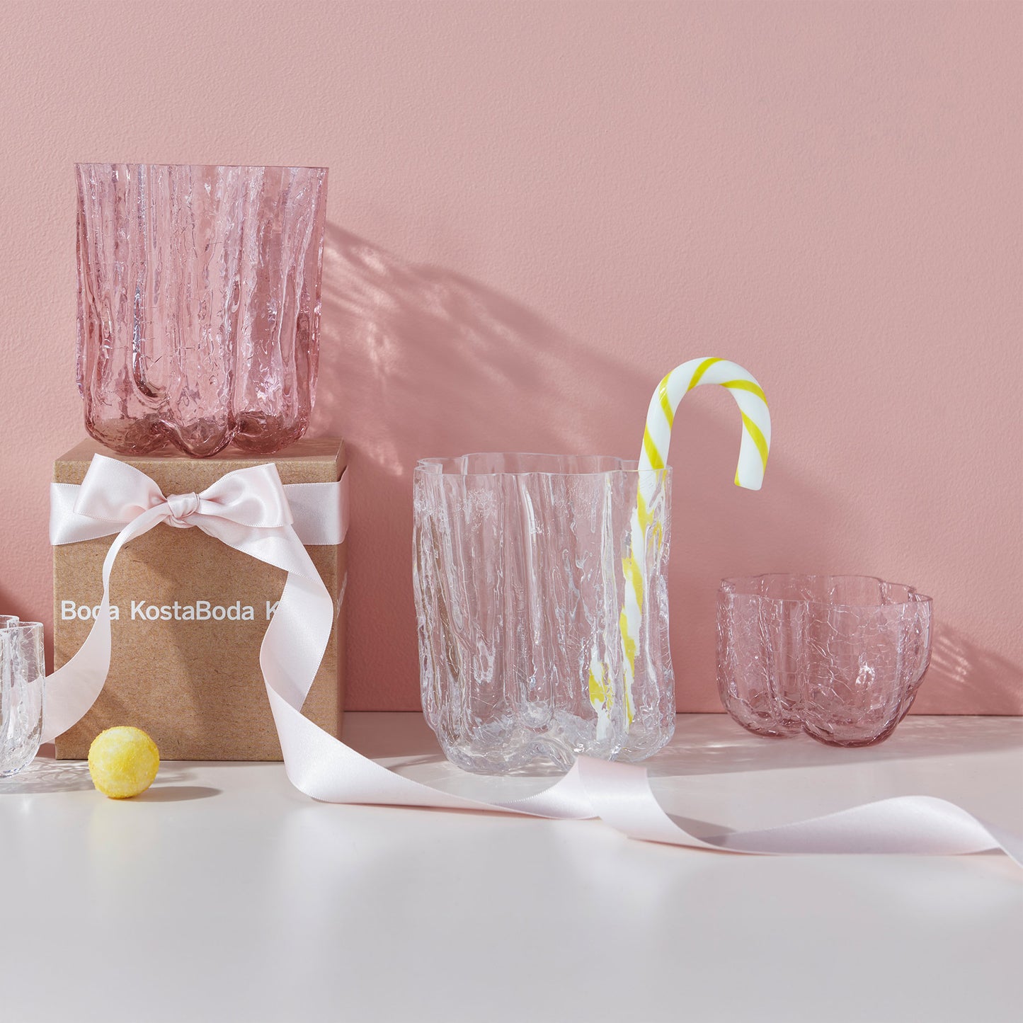 Crackle Bowl/Votive Pink