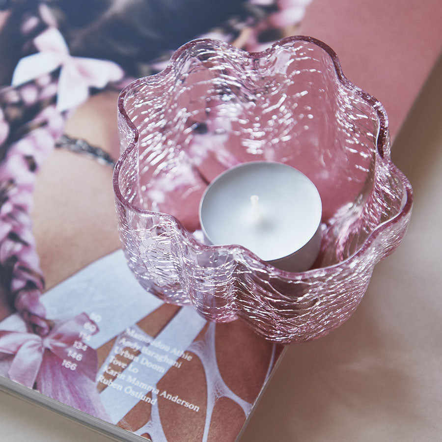 Crackle Bowl/Votive Pink