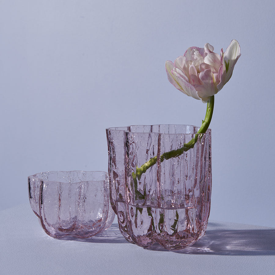 Crackle Bowl/Votive Pink