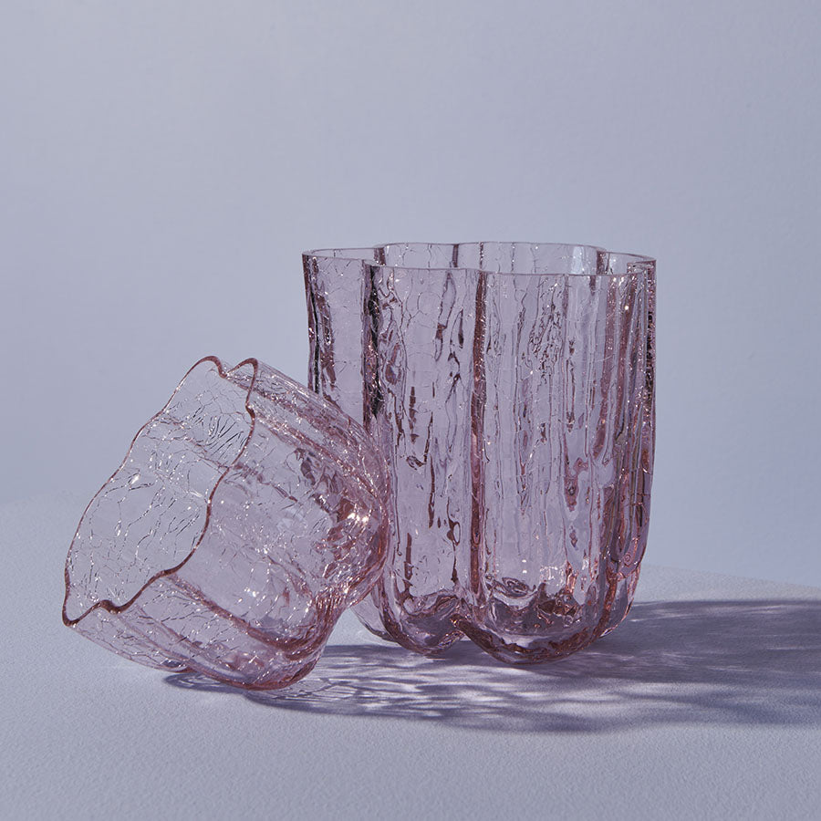 Crackle Bowl/Votive Pink