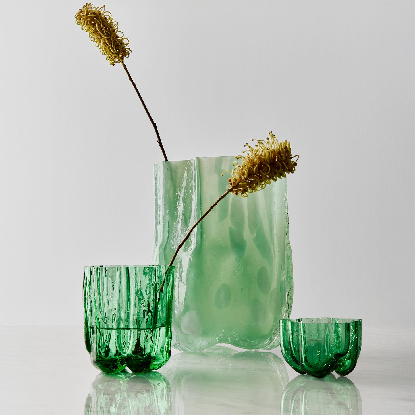 Crackle Bowl/ Votive Dark Green