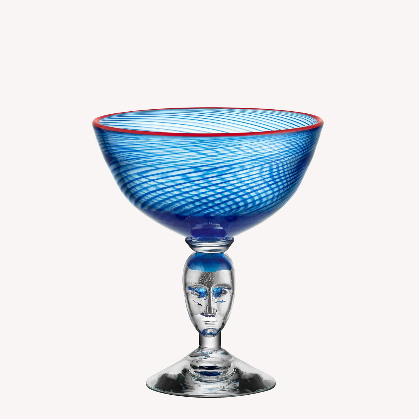 Red Rim Brains Footed Bowl (blue)