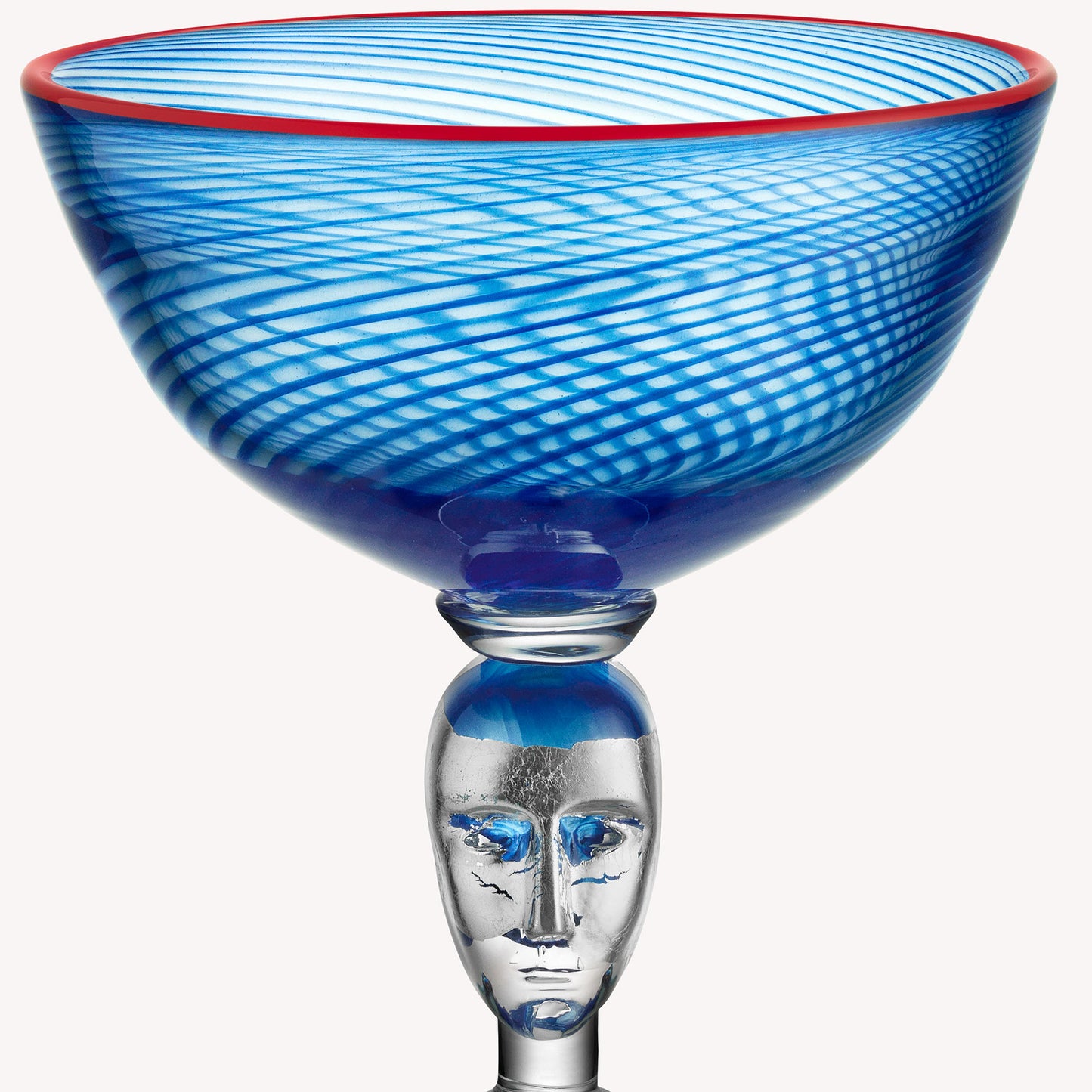 Red Rim Brains Footed Bowl (blue)