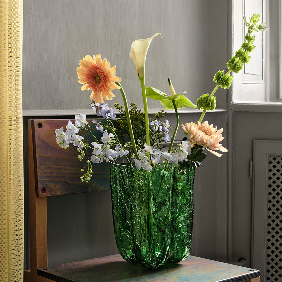 Crackle Vase Green Tall