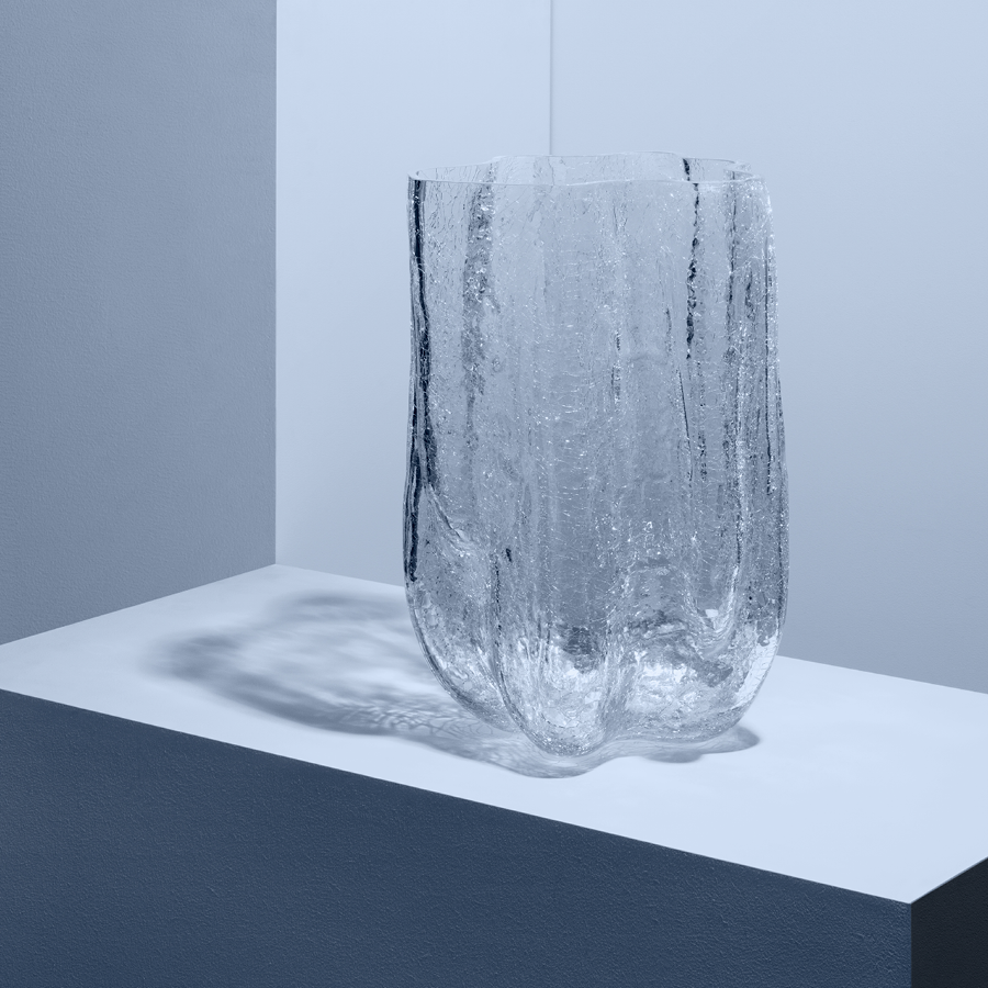 Kosta Boda Crackle Vase Clear Flowers Decor Design Crystal Glass XL Kosta Boda Crackle Vase Clear Flowers Decor Design Crystal Glass XL