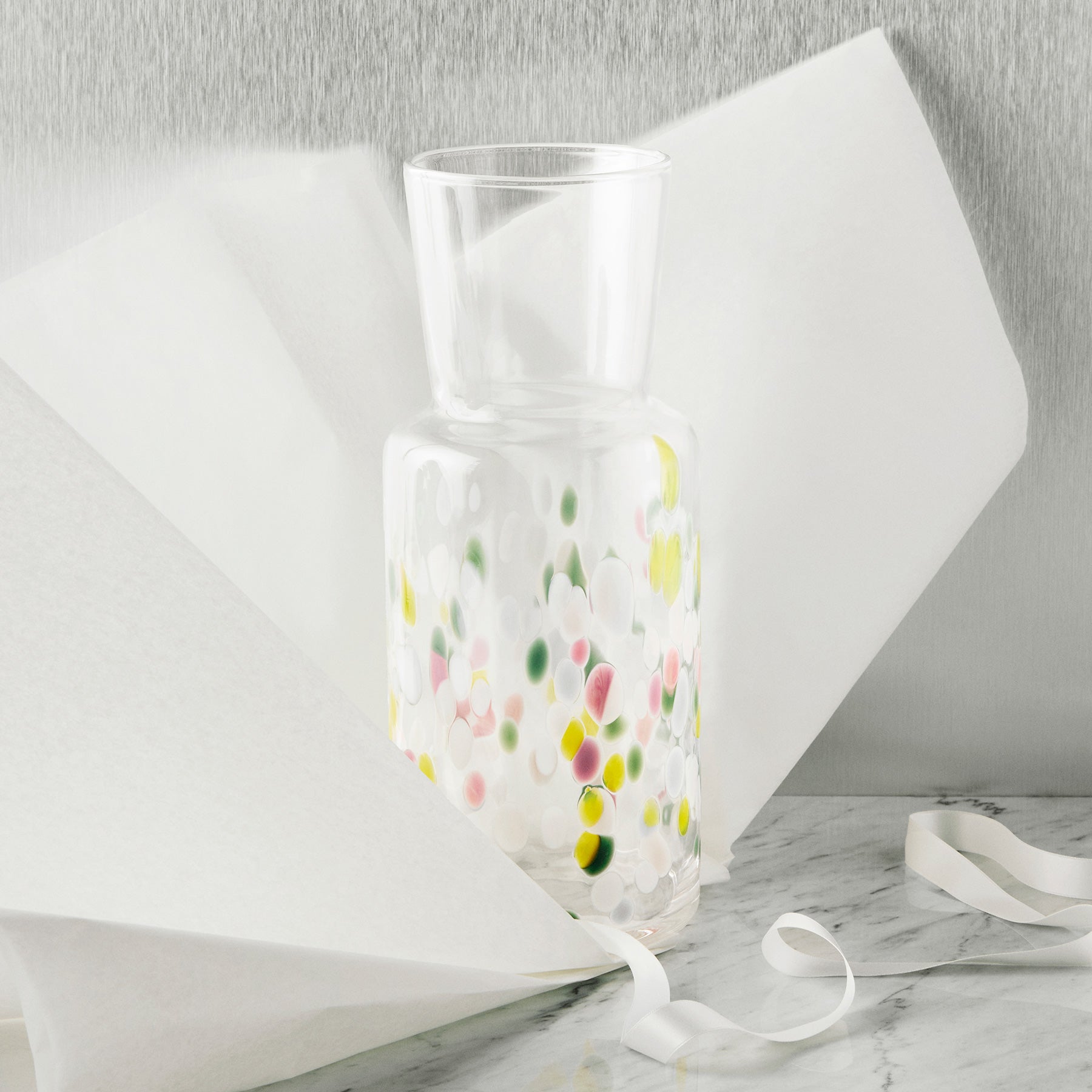 Kosta Boda Meadow Vase Spring Pink Yellow Crystal Glass Decor Tall