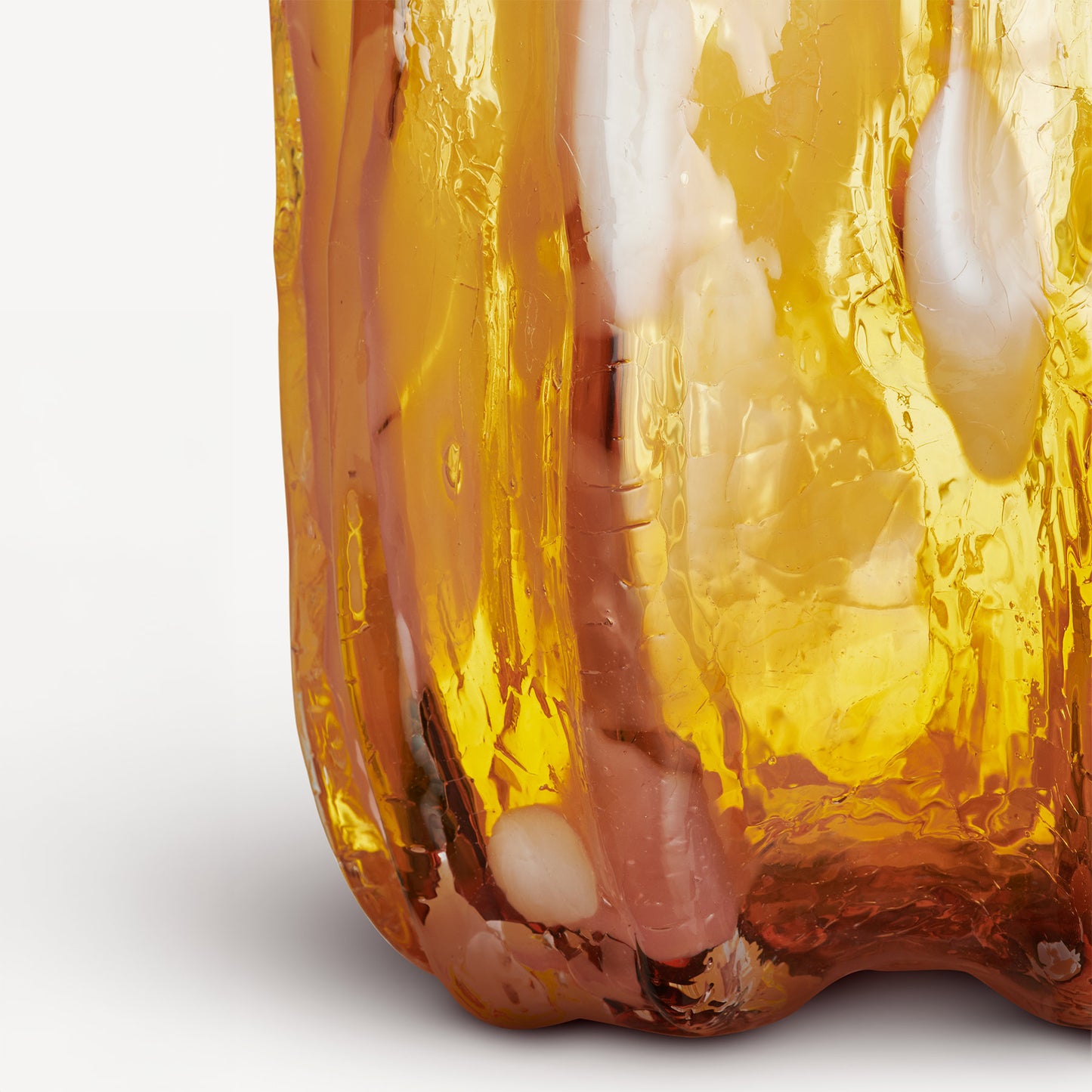Crackle Vase Tall Amber/Flamingo