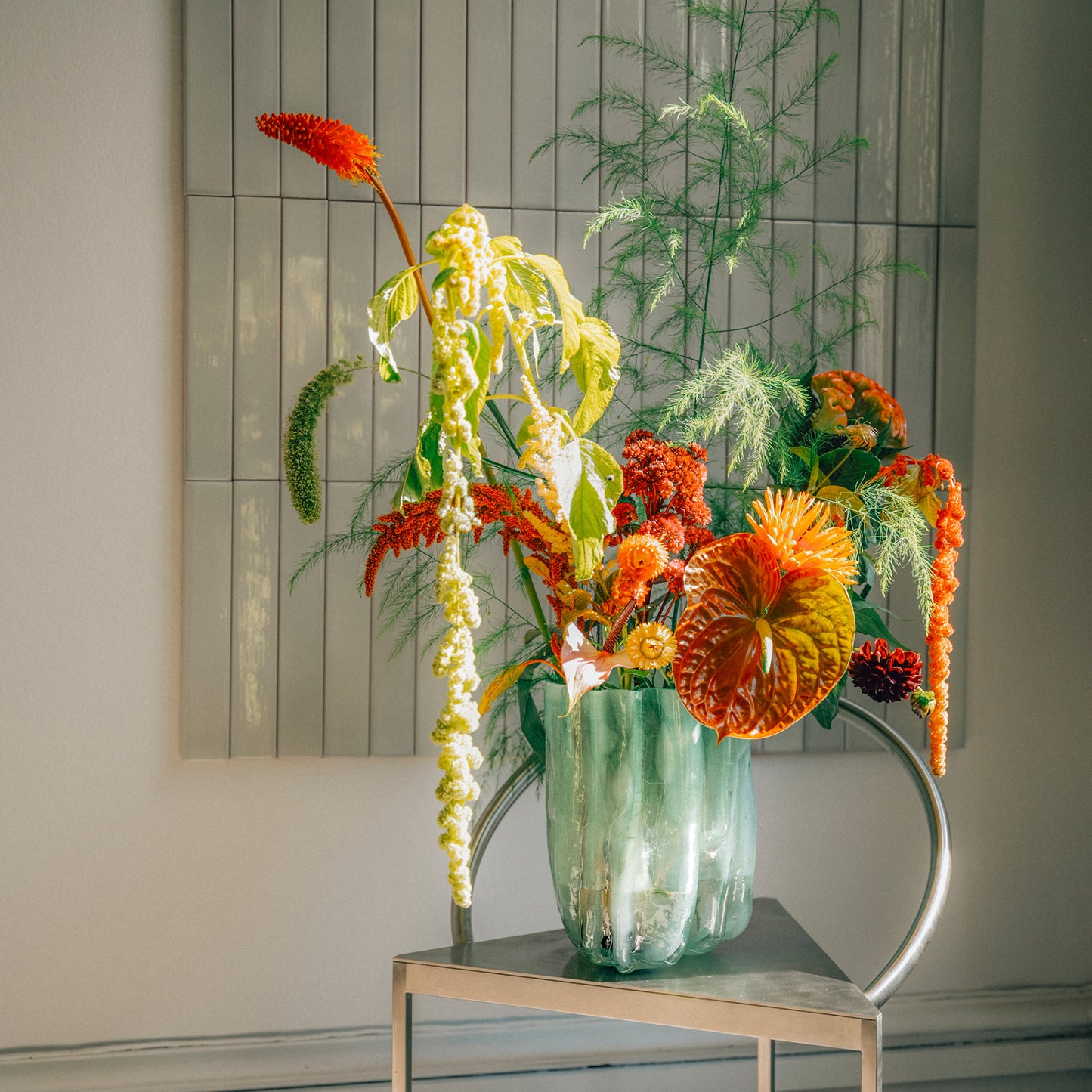 Crackle Vase Tall Jade Green