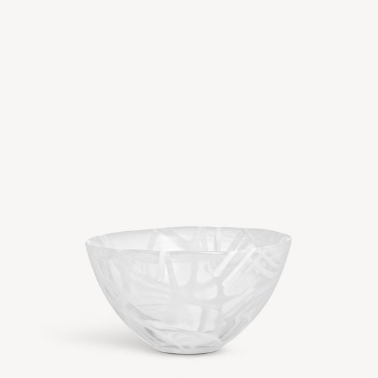 Contrast bowl white/white is a  small, white glass bowl with a textured surface, designed by Anna Ehrner.