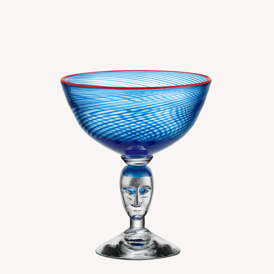 Red Rim Brains Footed Bowl (blue)