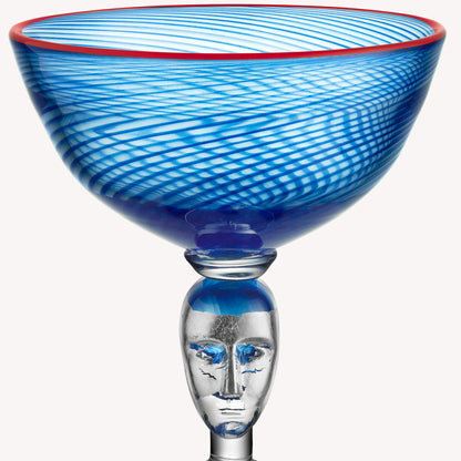 Red Rim Brains Footed Bowl (blue)