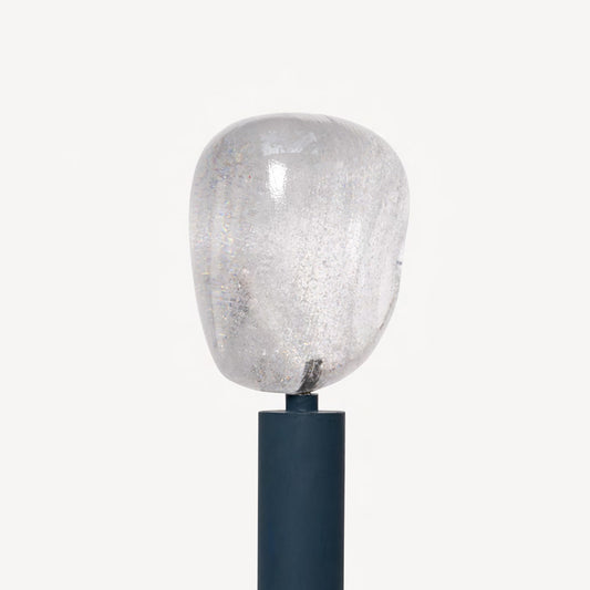 Crystal Abstract Head XL I mounted on a cylinder pole, designed by Bertil Vallien