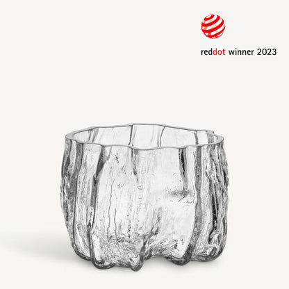 Crackle Vase Clear Low