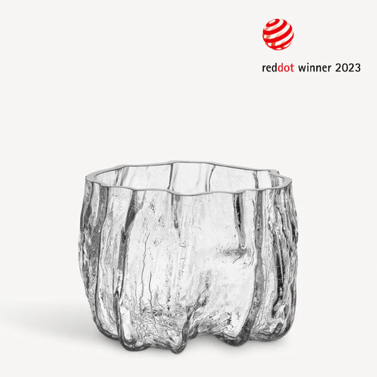 Crackle Vase Clear Low