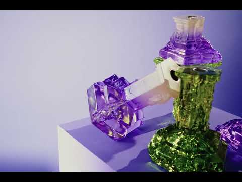 Kosta Boda Rocky Baroque Candlestick Green Crystal Glass Large